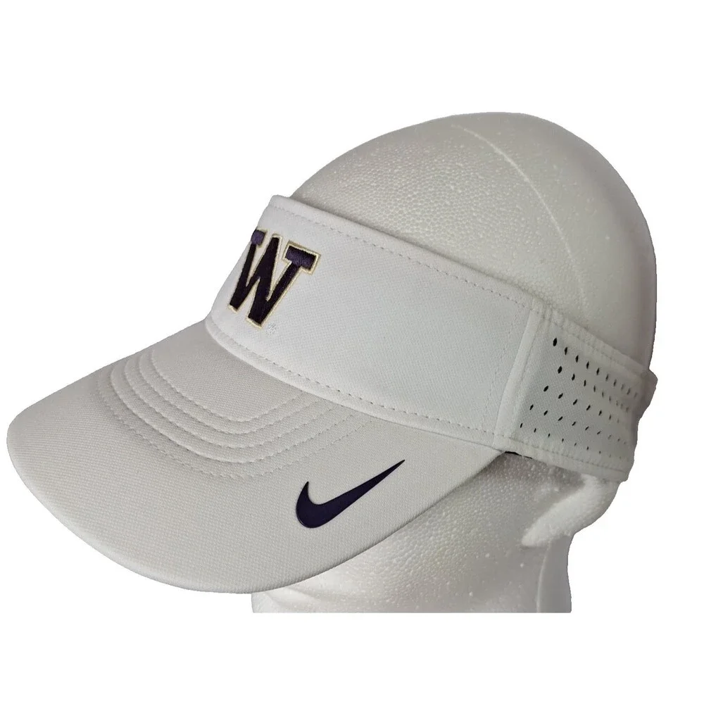 Nike Dri-Fit Washington Huskies Adjustable White Purple Visor Hat Football